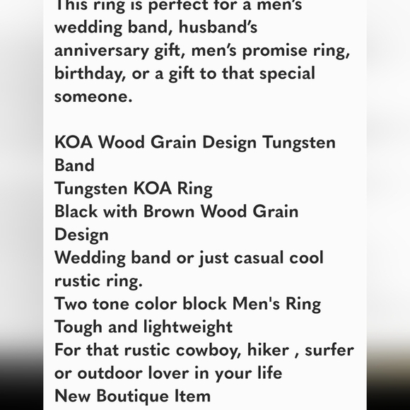 NEW Mens KOA Hawaiian Wood Grain Tungsten Band Ring Anniversary Wedding Popular - Picture 3 of 9